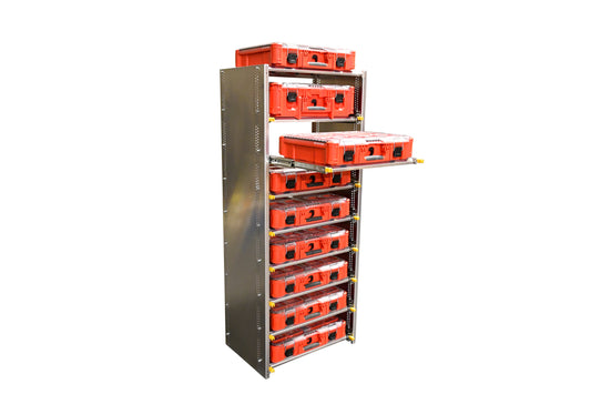 60" Van Rack, Sliding Shelf, works with Milwaukee Packout.
