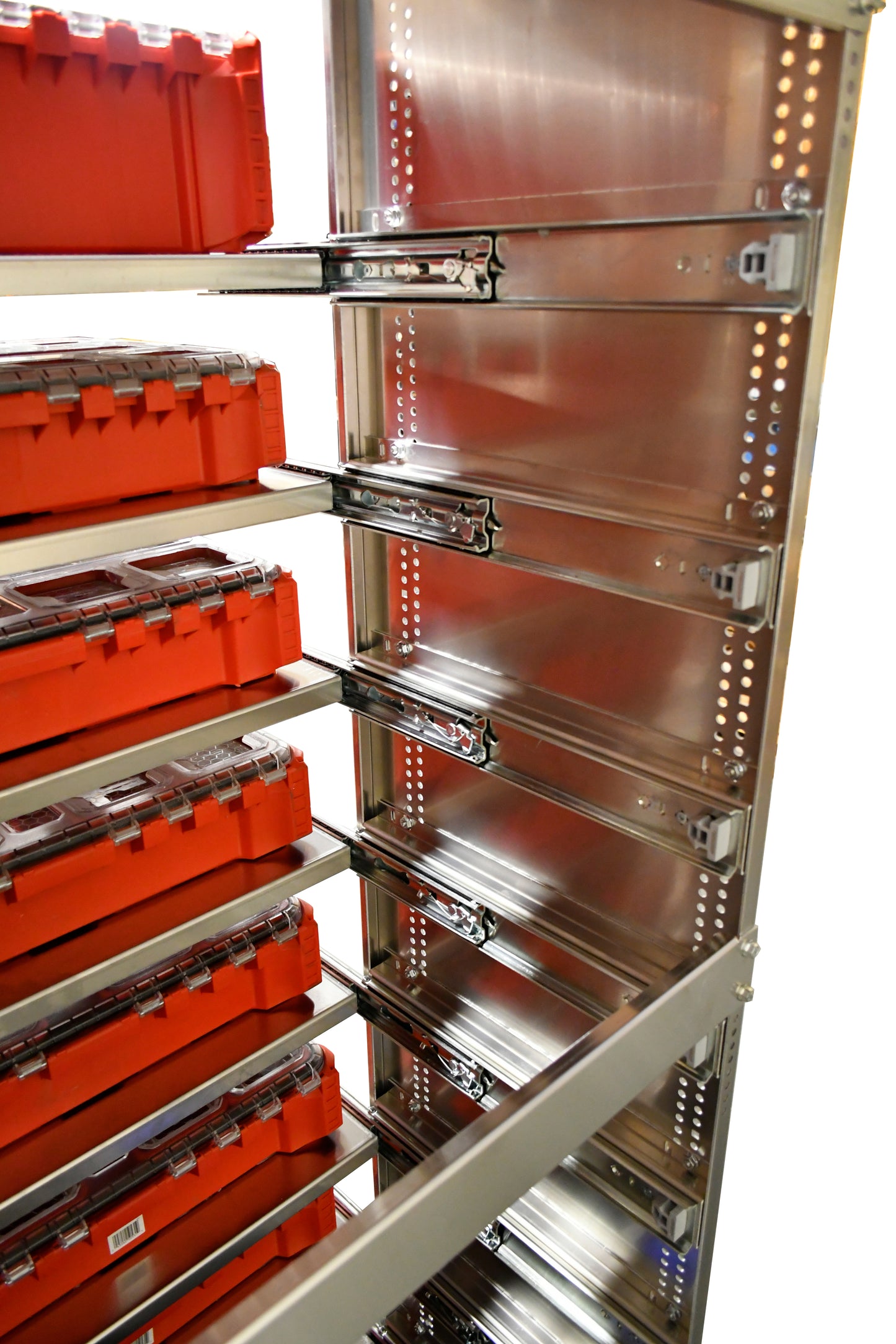 60" Van Rack, Sliding Shelf, works with Milwaukee Packout.